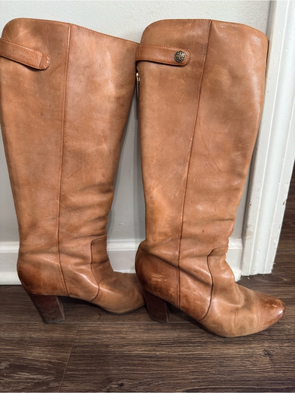 Isola Tan Leather Knee-High Heeled Boots